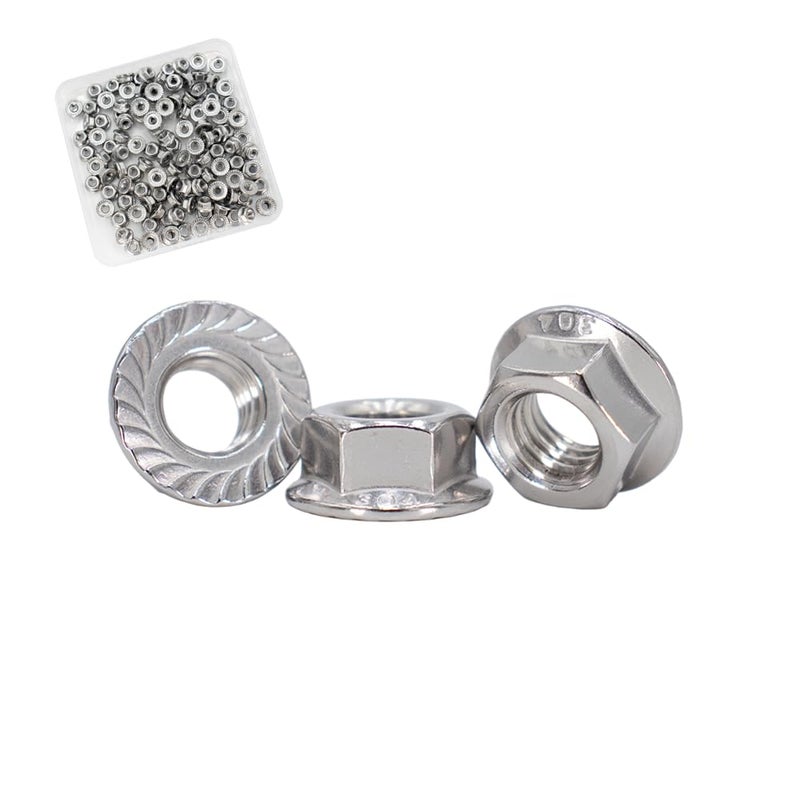 STORMCUBE M3x0.5mm DIN6923 Serrated Flange Nuts 150 Pack 304 Stainless Steel Hex Lock Nuts Full Thread for Industrial Construction Fasteners - Image 1